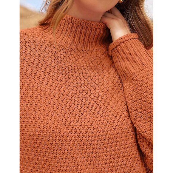 ZESICA Turtleneck Oversized Knit Sweater – Batwing Sleeve, Chunky Pullover Small - Picture 6 of 8